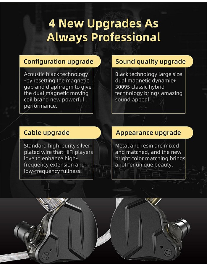 Yinyoo KZ ZSN PROX in Ear Earphones Balanced Armature Driver Hybrid Technology 1DD 1BA Earphone Earbuds Comfortable Ear Noise Cancelling Headphones for Cell Phone Android Women Men Girl (mic, Black)