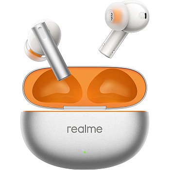realme Cuffie Wireless Buds Air 6, Hi-Res Professional, 12.4 mm Deep Bass Driver, 50 dB Smart Active Noise Cancellation, Up to 40 Hours of Playback, Flame Silver