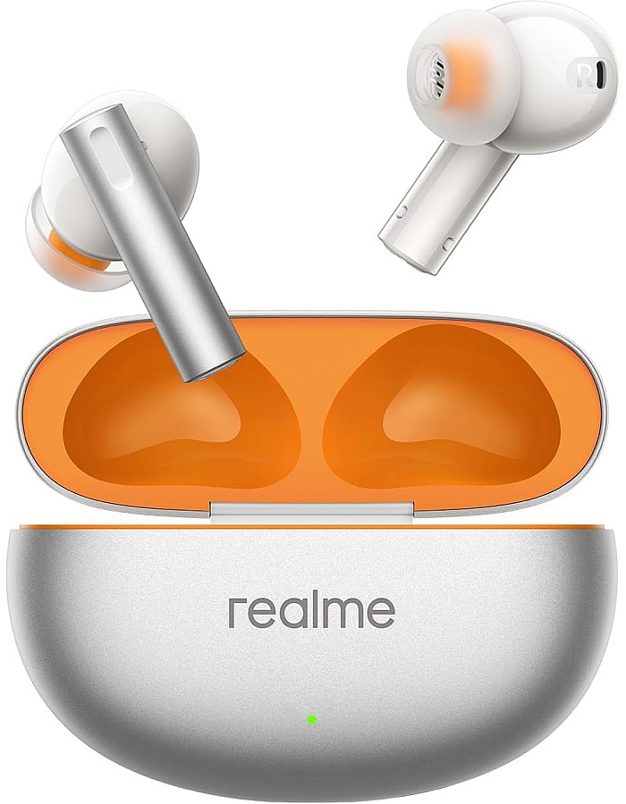 realme Cuffie Wireless Buds Air 6, Hi-Res Professional, 12.4 mm Deep Bass Driver, 50 dB Smart Active Noise Cancellation, Up to 40 Hours of Playback, Flame Silver