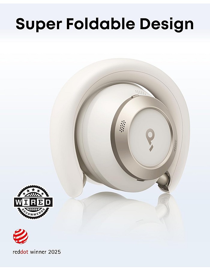 soundcore Space One Pro by Anker, Adaptive ANC Headphones, Super Foldable Design, 60H Lossless Audio, Ultra-Fast Charging, Hi-Res Wireless Audio with LDAC, Comfortable Fit, White, 18 Months Warranty
