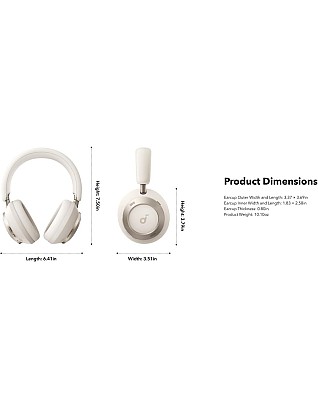 soundcore Space One Pro by Anker, Adaptive ANC Headphones, Super Foldable Design, 60H Lossless Audio, Ultra-Fast Charging, Hi-Res Wireless Audio with LDAC, Comfortable Fit, White, 18 Months Warranty
