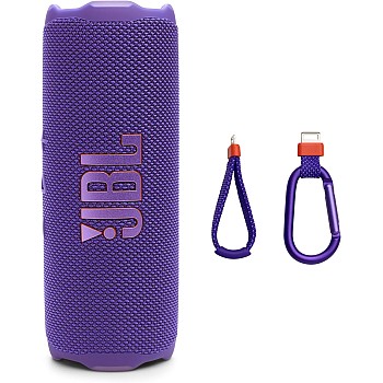 JBL Flip 7 -Portable Waterproof and Drop-Proof Speaker, Bold Pro Sound with AI Sound Boost,16Hrs of Playtime, and PushLock System with Interchangeable Accessories (Purple)|1 year manufacturer warranty