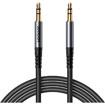 Joyroom SY‑A08 3.5mm Male to Male AUX Audio Cable, 1.2 Meter, High‑Quality Sound Transfer - Black (12‑Month Warranty)