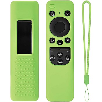 Silicone Remote Cover for Samsung Smart TV Remote 2023 Model BN59-01432 Remote Control Case with Lanyard and Charging/Solar Panel Cut [Remote NOT Included] (Luminous Green, BN59-01432)