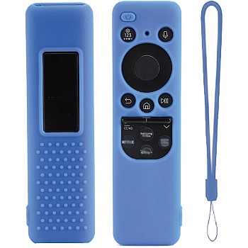 Silicone Remote Cover for Samsung Smart TV Remote (BN59-01432, 2023 Model) – Protective Remote Control Case with Lanyard & Charging/Solar Panel Cutouts (Luminous Blue, BN59-01432)