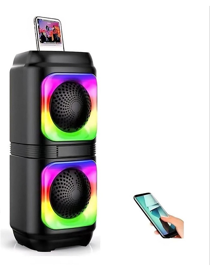 Sub Bluetooth with 2 Speakers With Lights lamp and a microphone input– Portable Wireless Subwoofer RGB LED and Rechargeable Battery for Smartphones, TV,Tablets, and Computers (_4215)