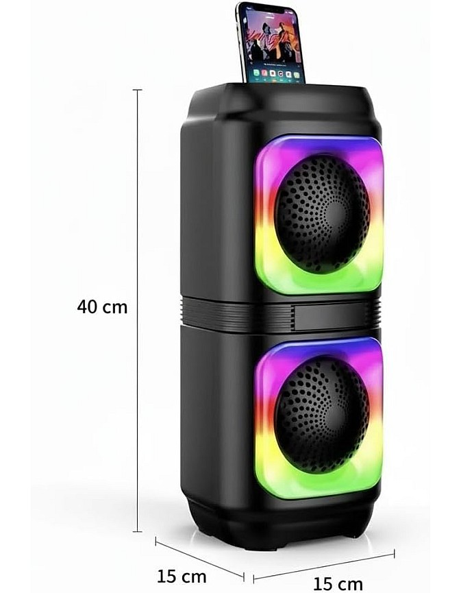 Sub Bluetooth with 2 Speakers With Lights lamp and a microphone input– Portable Wireless Subwoofer RGB LED and Rechargeable Battery for Smartphones, TV,Tablets, and Computers (_4215)