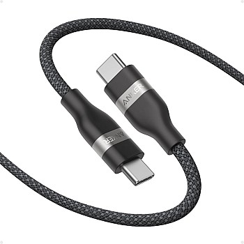 Anker USB-C to USB-C Cable (240W, Upcycled-Braided), USB 2.0 Charging Cable for iPhone 15/15Pro/15ProMax,MacBook Pro, iPad Pro, iPad Air 4, Samsung Galaxy S23, and More (Black) 18 Months Warranty