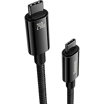 Baseus USB C Cable, 240W PD 3.1 5A QC 4.0 Fast Charging USB C to USB C Cable, Zine Alloy Nylon Braided Type C to Type C Data Cable for Samsung S21 S20+S10 Note 10 iPad Pro MacBook Pro Pixel (10ft)