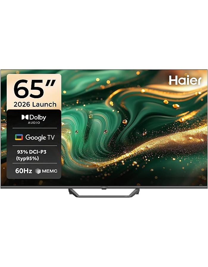 تلفزيون ذكي 65 بوصة بدقة 4 كيه الترا اتش دي QLED مع ريسيفر مدمج، أسود - H65S80F من هاير