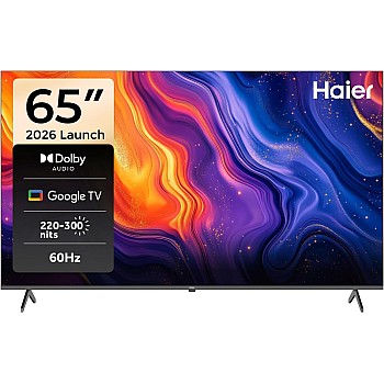 Haier 65 Inch 4K UHD Smart Google TV, Dolby Digital, Game Mode VRR/ALLM, WiFi5 Bluetooth5.1, Netflix/YouTube, Arabic/English, Egypt Version, Black - H65K80EU
