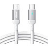 Joyroom JR‑S‑CC100A10 Extraordinary Series 100W USB‑C to USB‑C Fast Charging & Data Cable, Nylon Braided, 1.2 m – High‑Speed PD Charging and 480 Mbps Sync – White | 12 Months Warranty