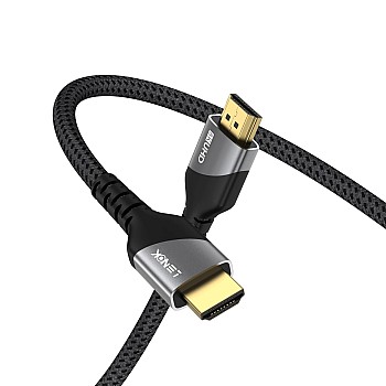 LENOK 8K HDMI Cable 2.1, 48Gbps Ultra High Speed HDMI Cable Braided Cord (4K@144Hz, 4K@120Hz, 8K@60Hz) HDCP 2.2&2.3 HDR 10 eARC ARC, Compatible with Switch 2/PS5/Laptop/Monitor/HDTV/- (2 M)
