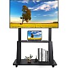 Maiproo Rolling TV Stand for 32-75 Inch, Heavy-Duty Mobile TV Cart with Wheels, Lockable, Height Adjustable, Holds up to 100lbs, Black