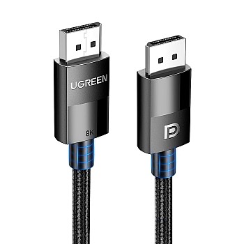 UGREEN 8K DisplayPort Cable 1.4, DP to DP 2M, 8K@60Hz/4K@165Hz/2K@240Hz/1080P@240Hz, for Gaming Monitor/Graphics Card/PC, Support 3D/HDCP/HDR/G-SYNC/Free-SYNC, Male to Male Nylon Braided Cable-2Meter