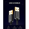 UGREEN USB 2.0 A Male Nickel-Plated Data Charger Cable with 480Mbps Transfer Speed, 1M - Black