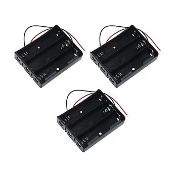3-Cell Li-ion Battery Holder for 3×18650 Batteries – Pack of 3 Holders, Sturdy Case for DIY, Robotics, and Electronics - Black