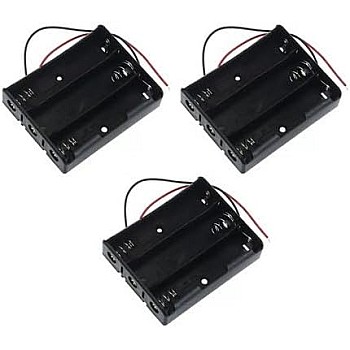 3-Cell Li-ion Battery Holder for 3×18650 Batteries – Pack of 3 Holders, Sturdy Case for DIY, Robotics, and Electronics - Black