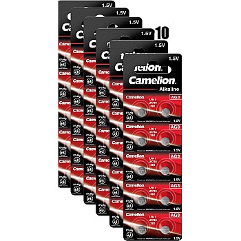 Camelion AG3/LR41/LR736/392, Alkaline Button Cell Batteries 10 Packs