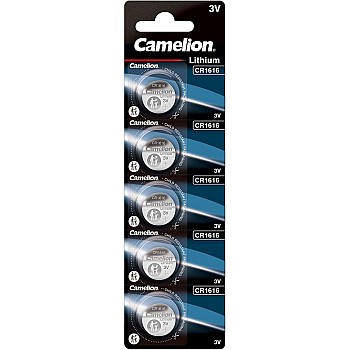 Camelion CR1616 Lithium Button Cell 3V Battery, 5 Units