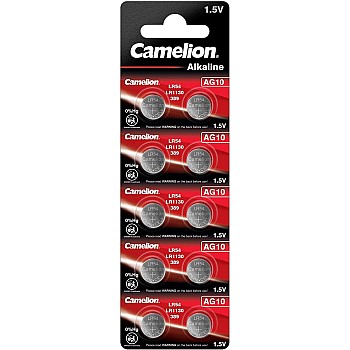 Camelion alkaline button cell batteries AG10 10 pack