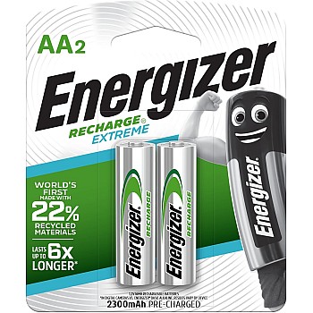 Energizer Recharge Battery, Size AA, Pack of 2 Blister Card - 2 حجر شحن قلم