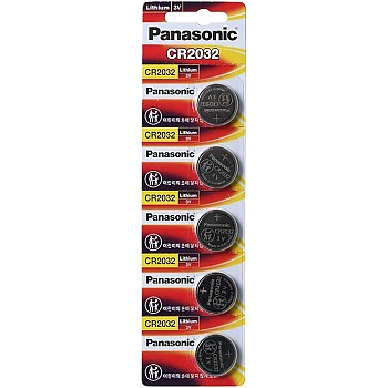 PANASONIC BATTERIES CR2032 LITHIUM BATTERY, 3V, COIN CELL (5 pieces)