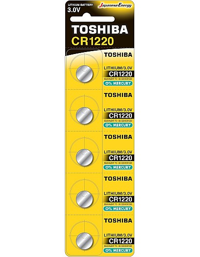 Toshiba CR1220 Lithium Coin Battery – 5 Pack, Reliable Power