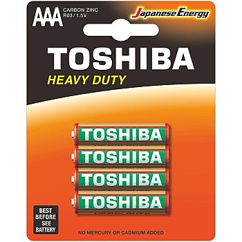 بطاريات توشيبا R03KG BP-4TGTE SS عالية التحمل AAA من الكربون والزنك، 1.5 فولت، 4 قطع