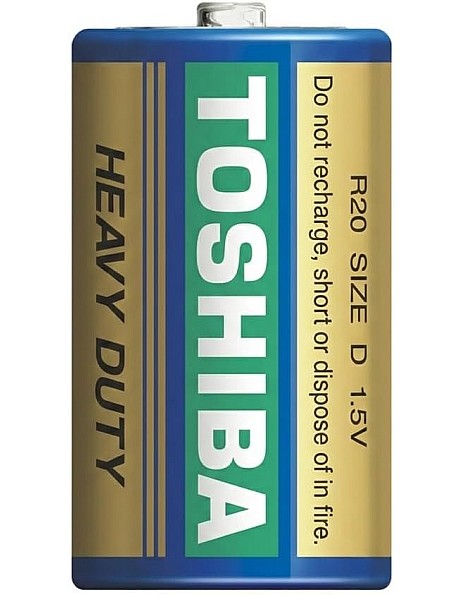 Toshiba R20KG-SL(B) SP2TCX Heavy Duty Carbon Zinc Batteries, 1.5V, 2 Pack