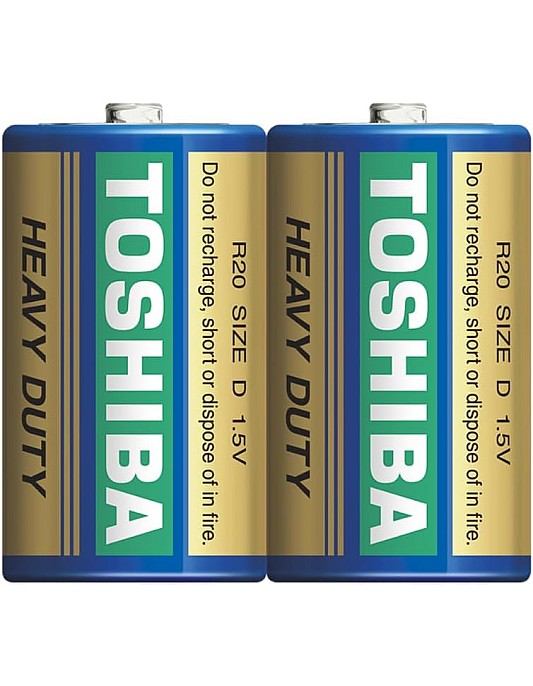 Toshiba R20KG-SL(B) SP2TCX Heavy Duty Carbon Zinc Batteries, 1.5V, 2 Pack