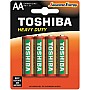 Toshiba R6KG BP-4 TG SS-F Heavy Duty AA Carbon Zinc Batteries, 1.5 V, 4 Pieces