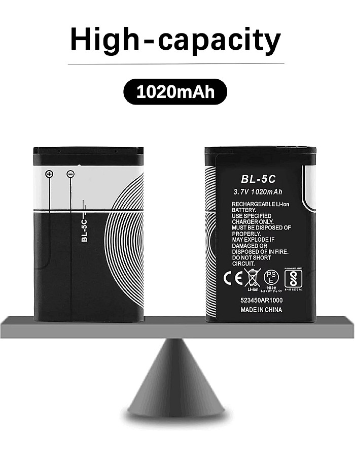 XHDATA BL-5C 3.7V 1020mAh Rechargeable Battery for Radio 2 Pieces