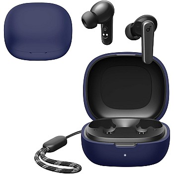 Dl3 Mobilak Compatible with Anker Soundcore R50i NC/Anker P30i Case Cover, Soft Silicone Shockproof Protective Case Wireless Earbuds with Carabiner, Front LED Visible (A-Blue)