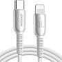 Joyroom S-A51 Cutting-Edge 30W USB-C to Lightning Fast Charging Cable; High-Speed 480Mbps Data Sync Lead with Premium Tinned Copper Core; Durable 1.2m Aesthetic Charging Cable for iPhone – Light Gray.