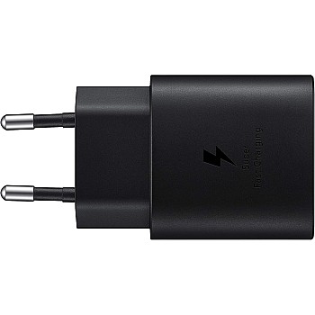 سامسونج شاحن سامسونج USB C، 25 واط، فائق السرعة، شحن سريع، شاحن اصلي مع كابل، اسود