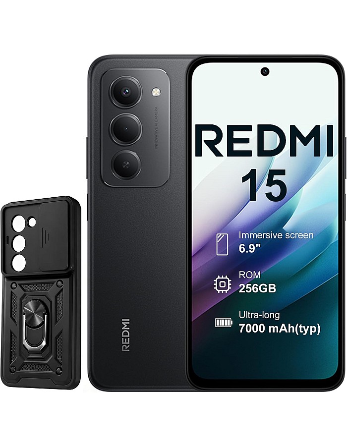 موبايل شاومي ريدمي 15-شبكة الجيل الرابع 4G شاشة 6.9 بوصة 120 هرتز وكاميرا مزدوجة 50MP بطارية 7000 مللي امبير/ساعة معالج سناب دراجون 685 وذاكرة 8 جيجا