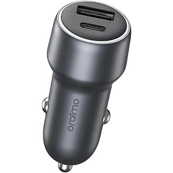شاحن سيارة سريع OCC-73D بوليت بقدرة 48 وات بتقنيتي PD وQC 3.0، بمنفذ مزدوج USB نوع C وUSB نوع A، شاحن سيارة عالمي مدمج بجهد 12-24 فولت من اورايمو، لون رما