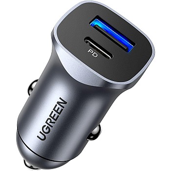 شاحن سيارة بي دي 24 واط للشحن السريع لآيفون 13 منافذ USB مزدوجة محول سيارة نوع C متوافق مع آيفون 13 برو/13 برو ماكس/13/13 ميني/12 برو ماكس، ايباد 9، اي