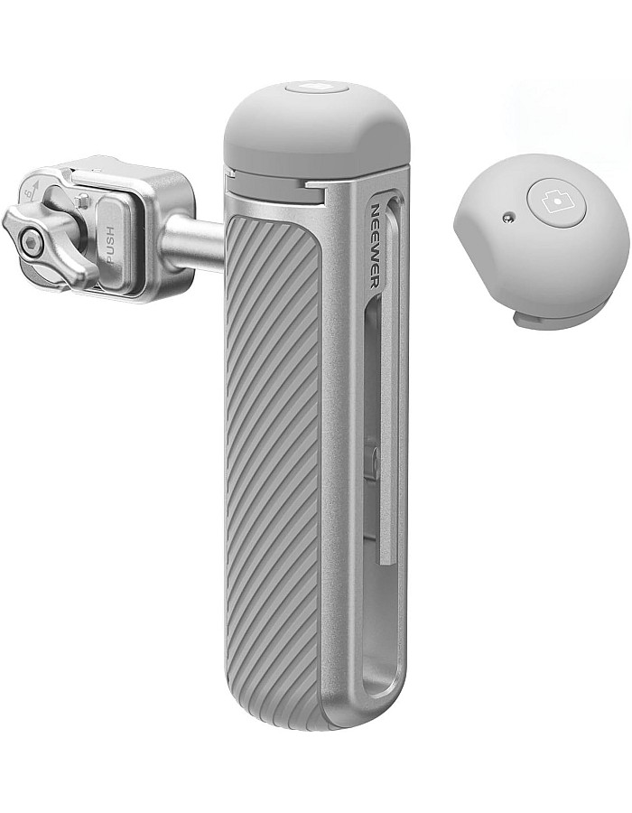 NEEWER Quick Release Side Handle with Detachable Bluetooth Shutter, Anti Off Cold Shoe, 360° Rotation, Compatible with 16 Pro 16 Pro Max S25 Ultra Cage Accessories, Silver + Gray, PA045E