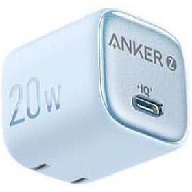 Anker A2699 ZOLO 20W GaN Single-Port Fast Charger compatible with Apple iPhone 12, iPhone 13, iPhone X, Samsung Galaxy S20 and newer, Samsung Galaxy S21 - Blue