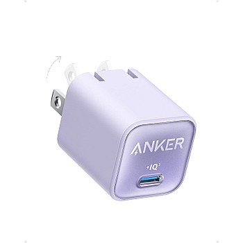 شاحن 511 USB نوع سي بتقنية جان 30 وات من انكر نانو 3 قابل للبرمجة وسريع للطي باور اي كيو 3.0 لآيفون 14 برو ماكس 13 جالاكسي ايباد الكابل غير متضمن أر