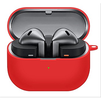 Dl3 Mobilak Compatible with Samsung Galaxy Buds3 FE/Galaxy Buds 3 FECase Cover, Soft Silicone Shockproof Protective Case Wireless Earbuds with Carabiner, Front LED Visible (Red)