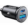 Joyroom JR-CCN05 30W Mini Metal Car Charger – USB-C PD + USB-A Quick Charging, Fast Charge Support (PD3.0/PPS/QC3.0), Compact Design – Black | 12-Month Warranty