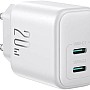 Joyroom JR-TCF12 20W Dual-Port Charger Dual USB-C (2C) Fast Charging Adapter EU Plug – White