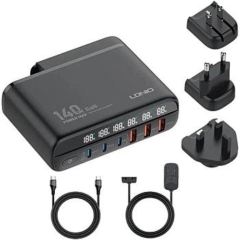 شاحن من لدنيو بتقنية USB، متوافق مع آيفون وسامسونج وهواوي وشاومي وفيفو، بستة منافذ