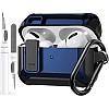 Olytop for Airpods Pro 2/1 Case Cover 2019/2022/2023, [Secure Lock] Armor Case for Apple Airpod Pros 2nd/1st Generation- Rugged Cool Protective Cover Men Shockproof Skin with Carabiner - Black/Blue