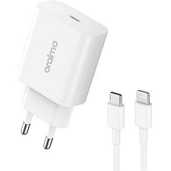 Oraimo OCW-E106S+CL55 20W Fast Charger PD Power Cube Charger Kit - White
