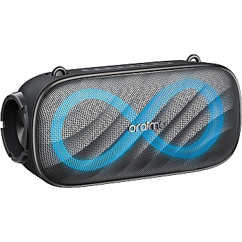 Oraimo SpaceBox Pro Portable Bluetooth Speaker, Wireless Speakers with Light Effect, Loud Sound, Heavy Bass, Built-in Mics, Support TF Card, AUX-in, Powerful Speaker for Party, Home, Outdoor, Grey