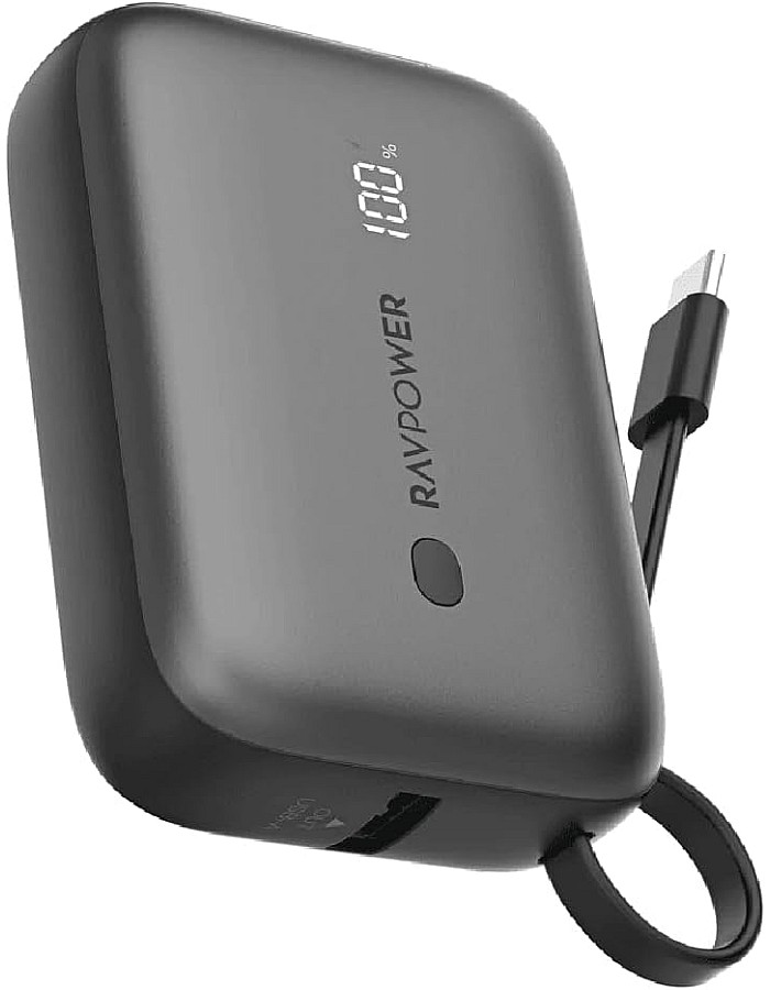 باور بانك RP-PB1224 PD20W 10000 مللي أمبير مدمج من النوع C من راف باور - أسود |